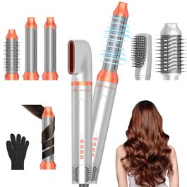 Air Styler Hair Stylers Airbrush 5-в-1: Мультистайлер, фен-щітка для об'єму, локонів, випрямлення та сушіння волосся (800 Вт, помаранчевий)