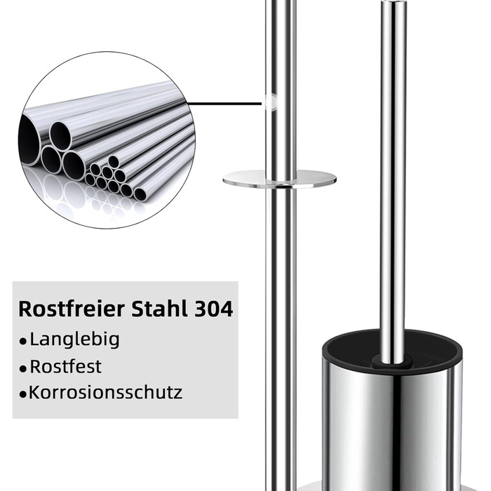 Тримач туалетного паперу з щіткою для унітазу з нержавіючої сталі 304 - сріблястий, 2-в-1