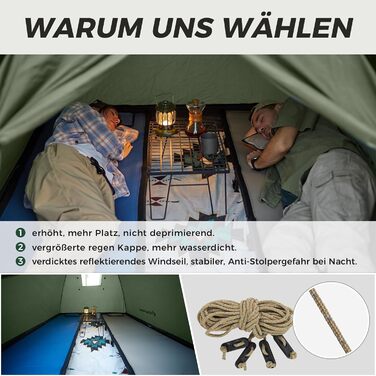 Намет KingCamp 2-3 особи, водонепроникний 3000мм, ультралегкий, зелений 210x180x130см для кемпінгу, туризму та відпочинку