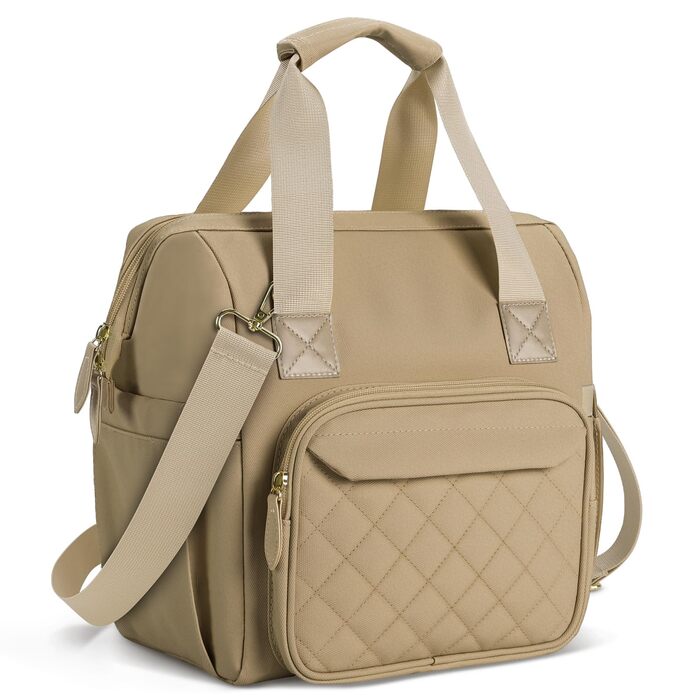 Термосумка 20 л, водонепроникна ізольована сумка/ланч-сумка з великим отвором, виготовлена з витокостійкого матеріалу PEVA, з кількома відділеннями та плечовим ременем – для роботи, школи, автомобіля, пікніка (Хакі)