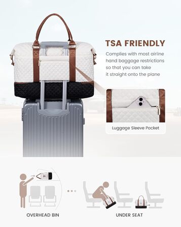 Спортивна сумка LOVEVOOK для жінок, велика ручна поклажа, дорожня сумка-дуffel, XL (2 шт., бежевий, чорний, коричневий)