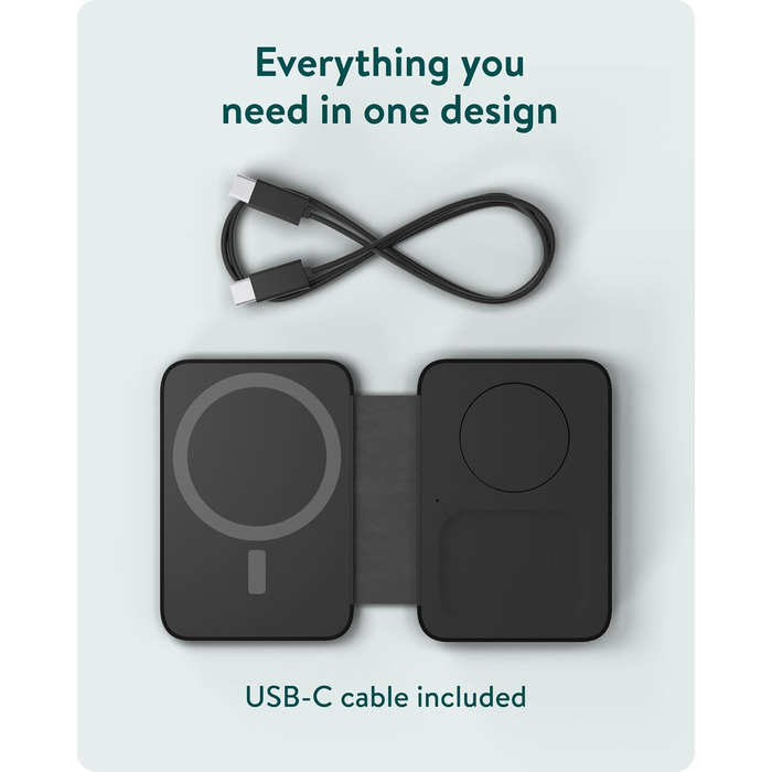Зарядна станція Mous 3-в-1 MagSafe сумісна: Бездротовий зарядний пристрій для Apple Watch, iPhone 17/16/15/14, Pixel 10, Samsung Galaxy S26/S25 та AirPods