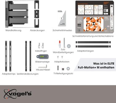 Кріплення для телевізора Vogel's Elite TVM 5445, поворотне, ультратонке, для телевізорів 32-65 дюймів, до 35 кг, кут повороту 180°, VESA 400x400, чорний