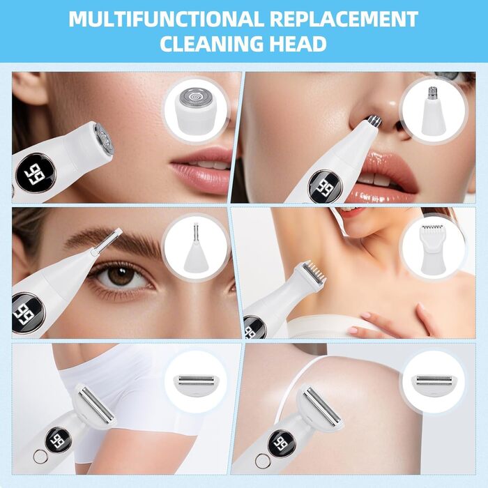 Електричний жіночий триммер 5-в-1 для тіла та бікіні, водонепроникний IPX7, білий