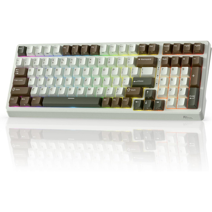 Механічна клавіатура Royal Kludge F99 з NumPad, 95/100 клавіш, Tri-Mode (BT/2.4G/USB-C), Hot-Swap, 5000 mAh, кастомізовані перемикачі (Beige/Green)
