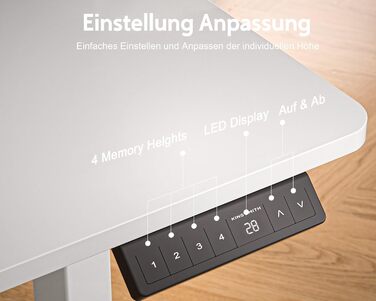 Electric Standing Desk with Drawers - 120x60cm Adjustable Height Desk for Home Office & DIY Pegboard