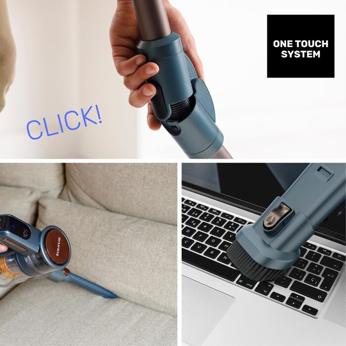 Електричний акумуляторний підмітач Taurus HVCA72592B, блакитно-сірий, з хромованою та мідною фурнітурою