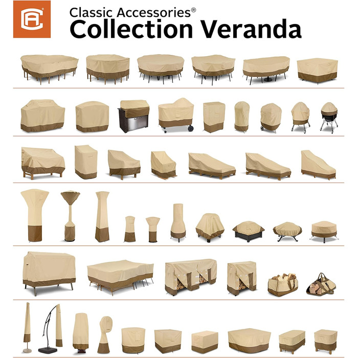 Чохол для гриля Classic Accessories Veranda M, водонепроникний, для середніх BBQ-грилів, з вентиляційними отворами, захист від усіх погодних умов, 147x76x122 см, бежевий