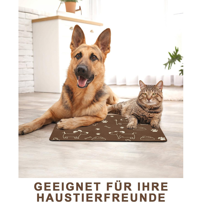 Підкладка під миску для собак та котів, нековзна, чорна 40x60 см, швидковисихаюча, легко миється