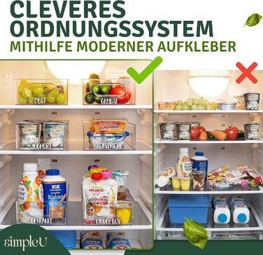 Refrigerator Organizer 6-Piece Set [with 16 Stickers] Premium Kitchen Organizer | Storage Box Organizer for Refrigerator | Food Storage Containers | Stackable | BPA Free