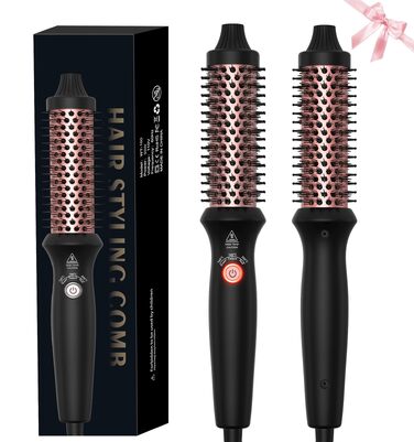 Мультистайлер для волосся 6 в 1 UKLISS Air Styler Set з дифузором, професійний фен-щітка 1000 Вт з LCD-дисплеєм, набір для укладки: локони, об'єм та вирівнювання, колір рожеве золото