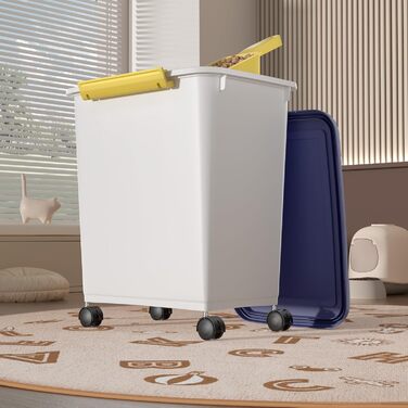Cetomo Airtight Dog Food Container with Wheels - 10L & 32L Capacity - White