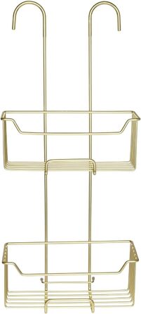 WENKO Thermostat Shower Caddy Model Milo, 2 Tiers, Shower Shelf for Hanging on the Faucet, Stainless Steel (Rustproof) Shelf, 25 x 55 x 14 cm, Gold