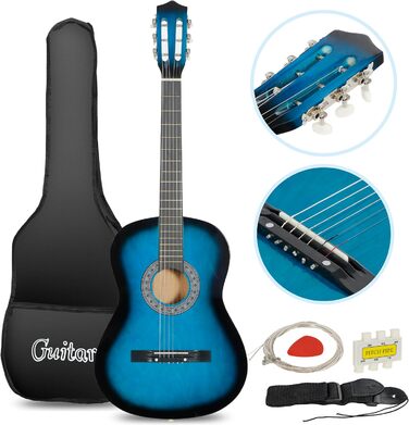 Акустична гітара Folk Smartxchoices 96,5 см для початківців, дітей та любителів музики. 4 кольори, блакитний