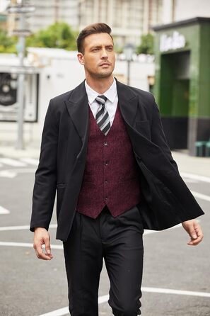 Жилет чоловічий COOFANDY Casual Business Slim Fit, Бордовий (3XL)