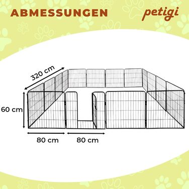Переносний вольєр для цуценят Petigi, сталевий, з порошковим покриттям, розкладний, розмір 80x60 см