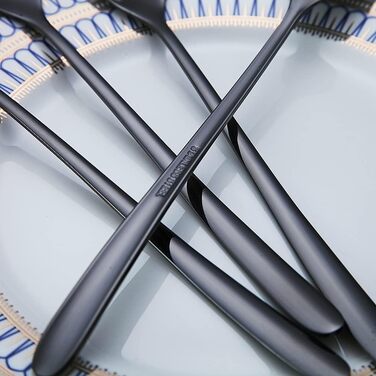 Набір ложок HOMQUEN (6 шт.) з нержавіючої сталі, чорного кольору: для кави, коктейлів, чаю та морозива