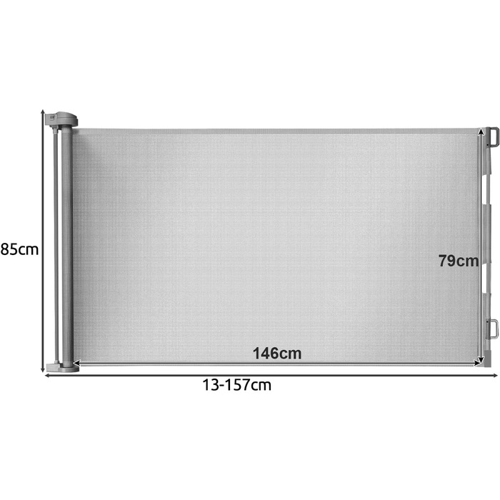 Висувна сітка для захисту сходів Ruhhy 13-140см, висота 85см, сітка-бар'єр, сірий колір