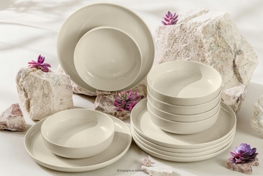 Обідній сервіз Konsimo Victo, бежевий глянцевий, набір тарілок на 6 осіб (12 предметів)