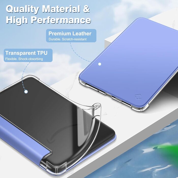 Чохол Fintie для Kindle 6 (11 покоління) 2024/2022, прозорий, м'який TPU, з авто-сном/пробудженням, Agavengrün (Ultramarinblau)