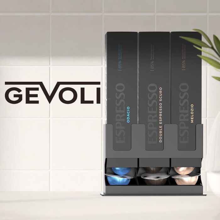 Диспенсер для капсул Nespresso Vertuo GalvanoX (3 шт.), органайзер для стільниці, сталевий, для 3 сортів кави (30 капсул)