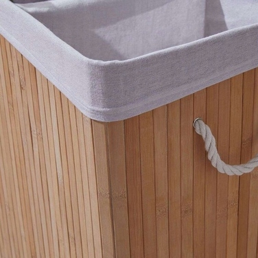 Великий прямокутний бамбуковий кошик для білизни з кришкою, 72 л