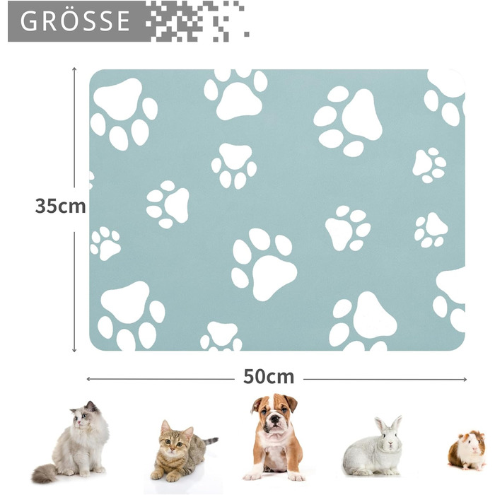 Підкладка під миску для котів JanYoo, 50x35 см, вологостійка, неслизька, сіра (4 шт.)