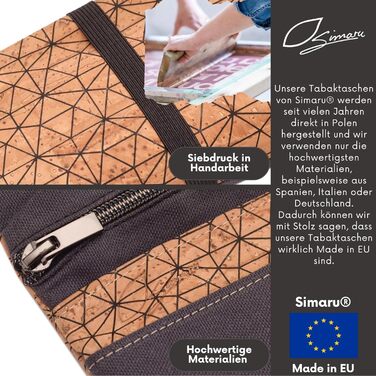 Табачна сумка SIMARU 'Metrisch' для 30 г, з відділеннями для фільтрів, паперу та запальнички, чохол для тютюну антрацит/бежевий для чоловіків і жінок