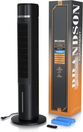 Вентилятор з водяним охолодженням Brandson ECO Design – тихий DC мотор, 9 швидкостей, таймер, іонізація, пульт керування (чорний)