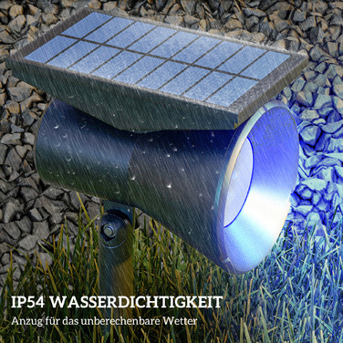 Outsunny Solar Lights Garden Lights with 2 Light Colors, IP54 Waterproof for Ground and Wall Mounting, Ideal for Balcony and Patio, Black