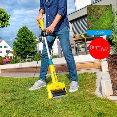 Електрощітка Gloria MultiBrush Speedcontrol — багатофункціональний інструмент для видалення бур'янів, очищення каменю, дерева, швів, підрізки країв газону, аерації та вертикутування, комплект з 2 насадками