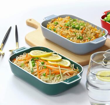 Форма для лазаньї, 2 шт., 22 x 12 см, керамічна, з ручками (блакитна)