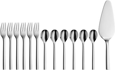 WMF New Dessert/Cake Set, 13-piece, for 6 people, coffee spoons, cake forks, cake server, Cromargan stainless steel polished, dishwasher safe
