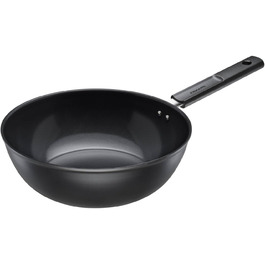 Wok-пательня Fiskars Hard Face 22 см, антипригарна, алюміній, для всіх плит, стійка до подряпин, чорна