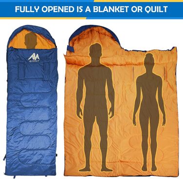 Спальний мішок Outdoor Deckenschlafsack Koppelbar, 5-15°C, 220x80 см, для дорослих, для кемпінгу, трекінгу, риболовлі та подорожей, водонепроникний, ліва блискавка