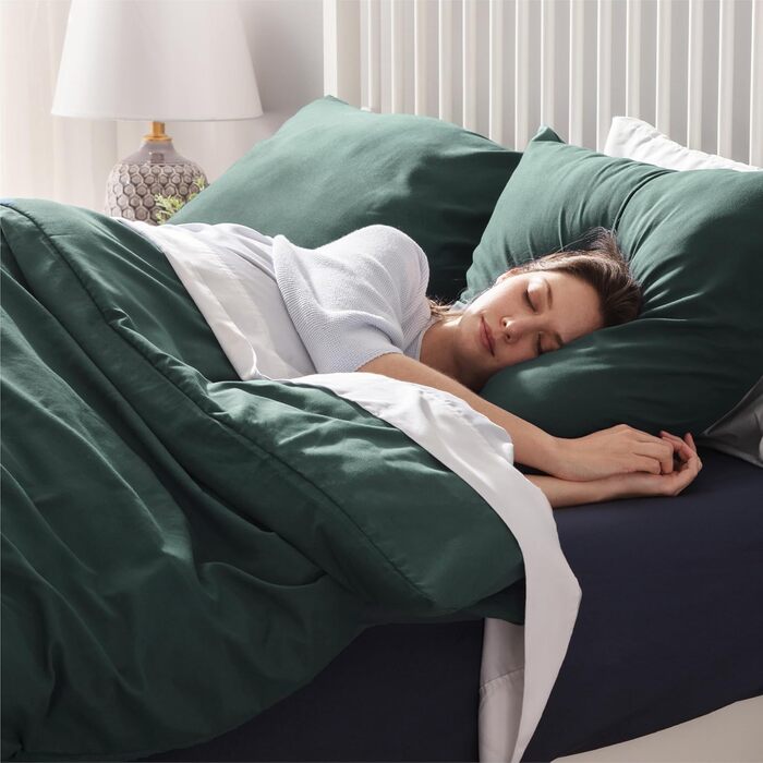 BEDSURE Комплект постільної білизни 135x200 4-х частинний, зелений, мікрофібра, поліестер, з блискавкою, ÖKO-TEX сертифікат