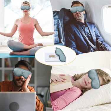 Маска для сну ZIMASILK з регулюванням, 22 Momme, 100% шовк маруси, 3D-форма, м'яка та дихаюча, блокує світло, (Блакитний туман)