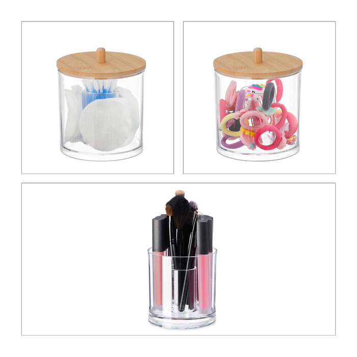 Relaxdays Cotton Pads and Cotton Swabs Container