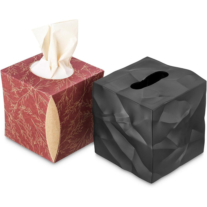 Essey Cosmetic Tissue Box Wipy Cube I, square tissue box dispenser, design tissue box, black, 13x13x13 cm