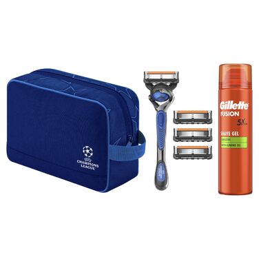 Подарунковий набір для гоління Gillette Fusion 5 ProGlide для чоловіків, металевий корпус, синій/чорний