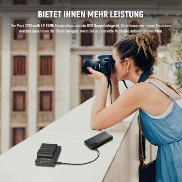 Запасний акумулятор Neewer N для Canon EOS 7D Mark II та інші моделі, 2 шт. 2000mAh, комплект з зарядним пристроєм (LP-E6NH)