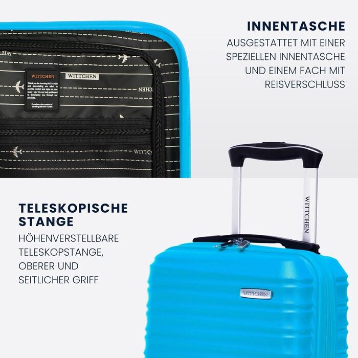 Чемодан на колесах Wittchen Groove Line L, великий, з ABS-пластику, 4 колеса, кодовий замок, чорний (підходить для Lufthansa/Eurowings/Ryanair)