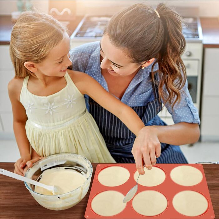 JOERSH Silicone Egg Molds, 10.2 cm, Jumbo Muffin Baking Pans, Non-Stick Coated, Large, Round, Silicone Molds for Hamburger Buns, Cornbread, Cakes, Pies, Shortcakes, Breakfast Eggs, Sandwiches