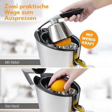 Електрична соковитискачка LEBENLANG 600W з нержавіючою келихом, BPA-Free, висока продуктивність. Підходить для цитрусових: апельсин, лимон, грейпфрут.