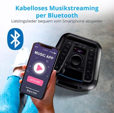 MEDION PE-1 Pure Partybox: портативна Bluetooth колонка з мікрофоном, світлові ефекти, караоке, AUX, USB, радіо (2 x 450 Вт)