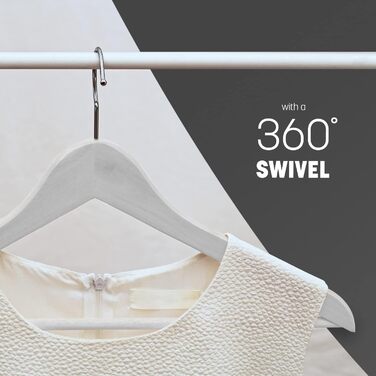 Плечики для одягу KEPLIN Starker з натурального дерева (30 шт.) з обертовим гачком 360° та перекладиною для штанів, з вирізами для плечей - Місцеекономний органайзер для гардеробу, підходить для пальто, жакети, костюми (білий, 20 шт.)