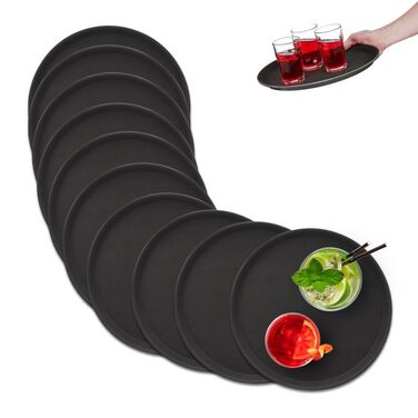 Relaxdays 10-Piece Serving Tray Set, Ø 35 cm