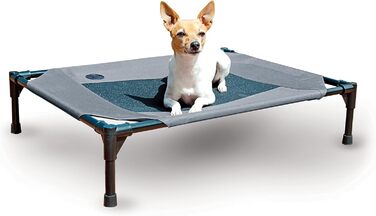 K&H Pet Products Elevated Outdoor Dog Bed, Breathable, Cooling, Elevated Cot Bed, Hammock for Large Dogs, Washable Mesh Cover, Elevated Metal Frame, Foldable, (L 81 x W 64 x H 18 cm)
