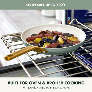 Сковорода GreenPan Reserve Pro, 20.3 см, керамічне антипригарне покриття, нержавіюча сталь, NSF-сертифікована, для плити та духовки, блакитний колір