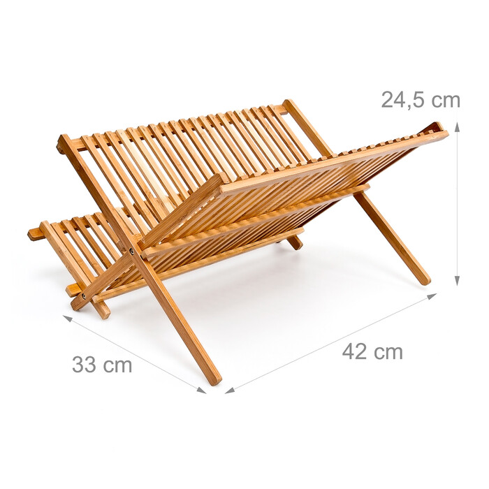 Relaxdays CROSS Bamboo Dish Drainer, 42 cm wide